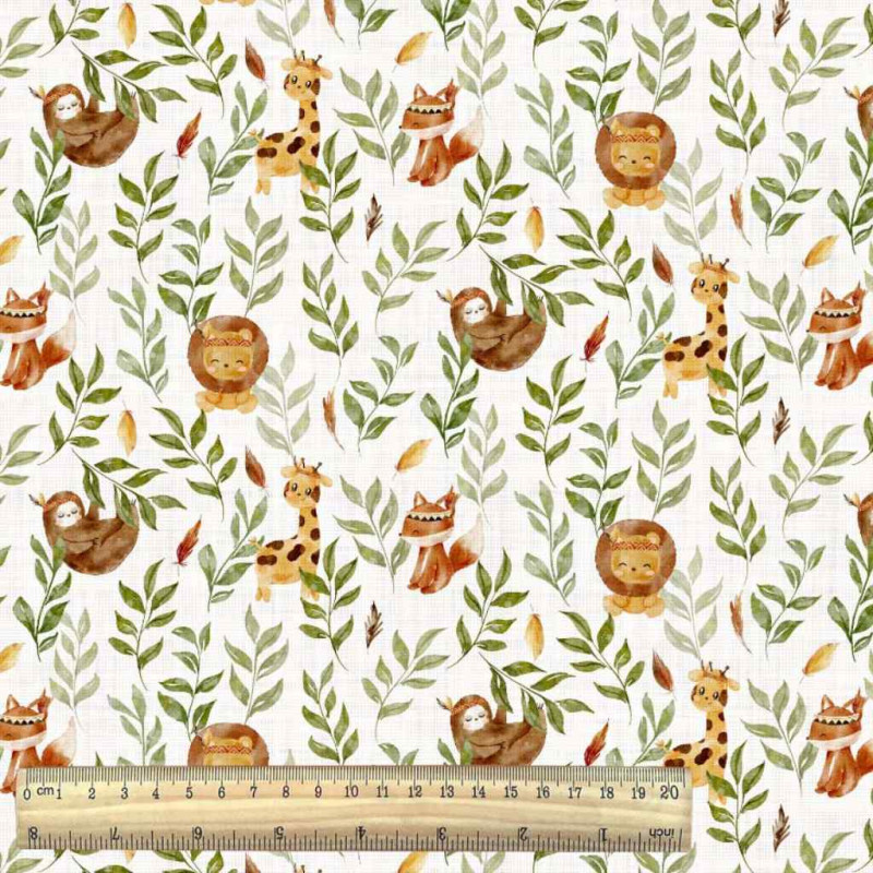 Printed Cotton INDIEN White / Forest Multicolored